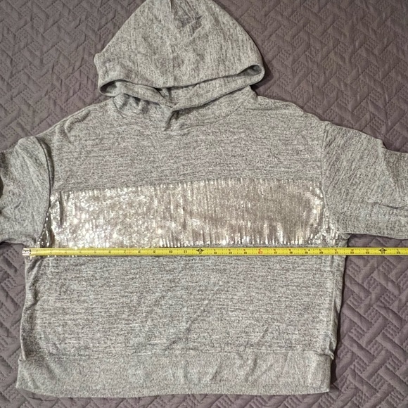 Heather Grey & Silver Sequins Hoodie - Picture 3 of 5